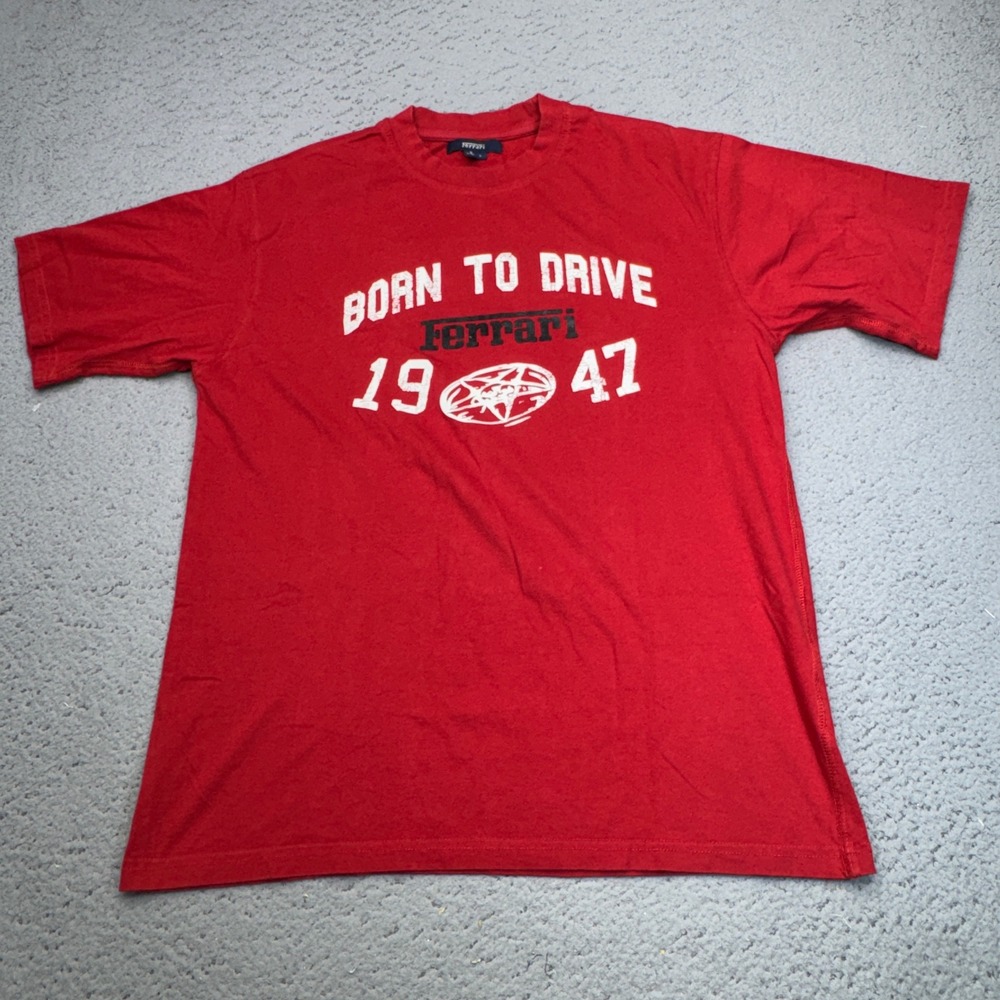 Ferrari Shirt Mens Large Red F1 Formula Born Drive 1947 Graphic Prancing Horse
